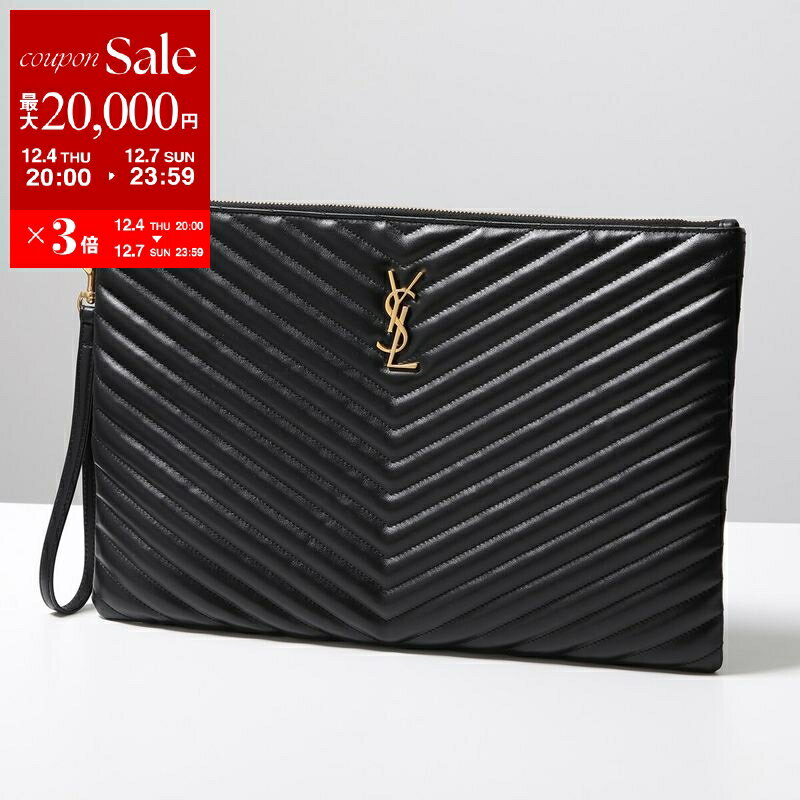 【最大2万円OFFクーポン対象・12/4-20時～】SAINT LAURENT サンローラン クラッチバッグ 440222 CWU01 メンズ レザー リストレット付き セカンドバッグ カサンドラロゴ 鞄 1000 440222CWU011000【dc_kikaku】