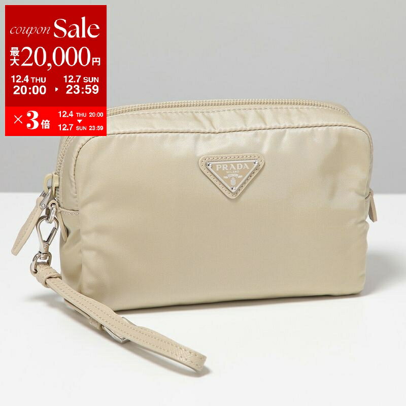 【最大2万円OFFクーポン対象・12/4-20時～】PRADA プラダ ポーチ VERA ヴェラ 1NS021 R067 レディース スモール 小物入れ メイクポーチ Re-Nylon ナイロン トライアングルロゴ リストレット付き F0F24/DESERTO【dc_kikaku】