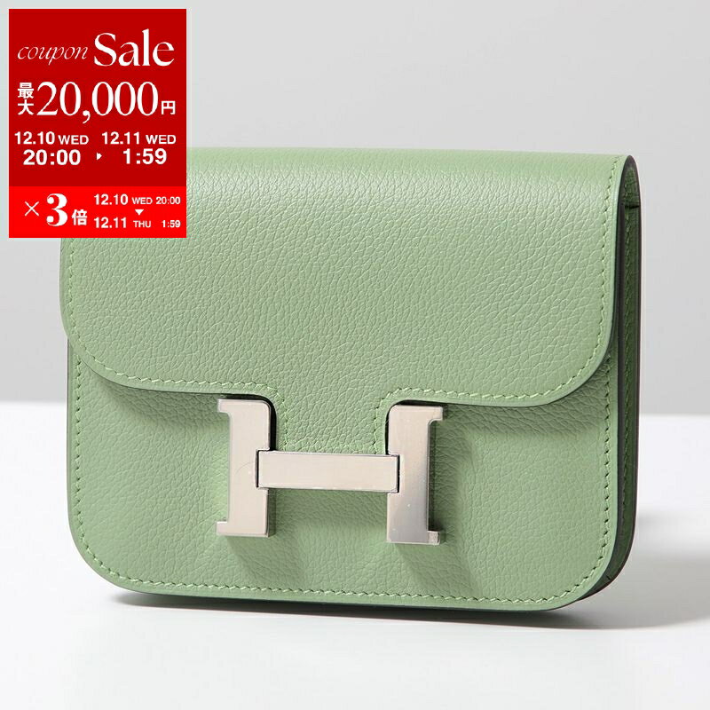 【最大2万円OFFクーポン対象・12/10-0時～】HERMES エルメス ウォレット コンスタンス スリム Constance Slim エバーカラー 082214CK レディース レザー コインケース付き ウェストポーチ ミニ財布 B刻印 VERT-CRIQUET/SV【dc_kikaku】