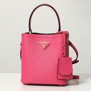 PRADA プラダ ショルダーバッグ Saffiano Panier サフィアーノ パニエ 1BA217 2ERX レディース レザー ハンドバッグ ロゴ ネームタグ付き 鞄 F0YOH/MAGENTA-NERO