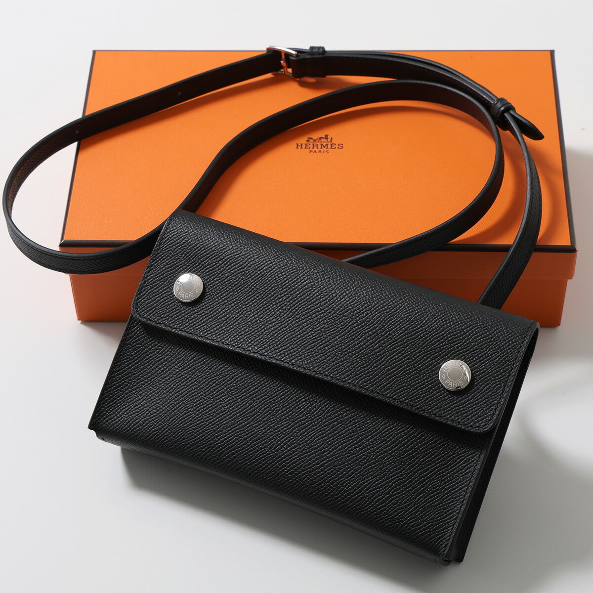 【11/18限定・最大2万円OFFクーポン配布中】HERMES エルメス ショルダーウォレット エルメスナップ ウォレット HERMESNAP WALLET H085291CK メンズ レディース エプソン レザー ポシェット 長財布 K刻印 SV金具 鞄 NOIR ノワール ブラック