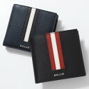 【500円OFFクーポン対象!11月1日限定】BALLY バリーTEISEL LT ボヴィンレザー コインウォレット 小銭入れ付き 二つ折財布 10/ブラック メンズ