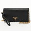 PRADA プラダ 1DH029 QWA F0002 レザー ショルダーウォレット チェーンバッグ ポシェット リストレット付き NERO レディース