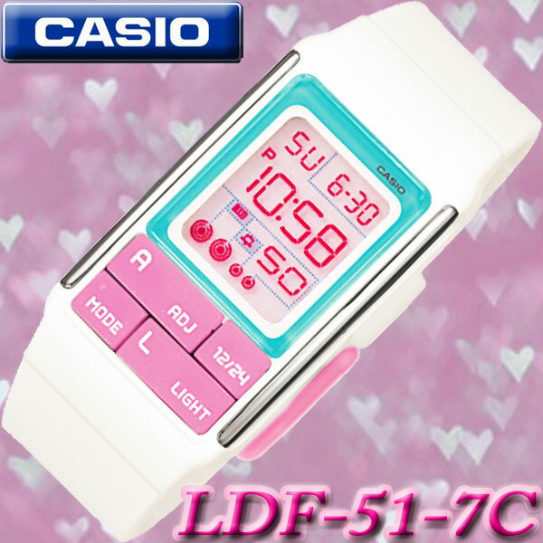 SALE！【レビューを書いて送料無料】お一人様一本限りCASIO カシオ Digital Quartz 腕時計 ポップトーン レディース LDF-51-7C ★ CASIO POPTONE　★ 白　ホワイト×ピンク 海外モデル【メール便不可】【新品】