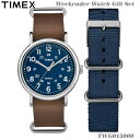 TIMEX【TWG015000】WEEKENDER MENS 40mm WATCH GIFTSET タイメックス ウィークエンダー ギフトセット メンズ クォーツ腕時計 茶 ブラウンレザー/ネイビーナイロン ベルト 並行輸入【新品】*送料無料*(沖縄は一部ご負担)