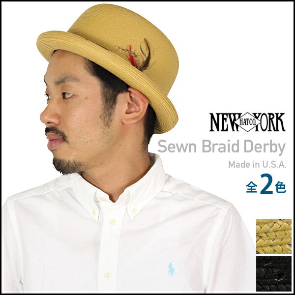 NEW YORK HAT Sewn Braid Derby Black ( ニューヨークハット ソウンブレイドダービー ストローハット 麦わら帽子 ダービーハット ブラック メンズ レディース #2024 )