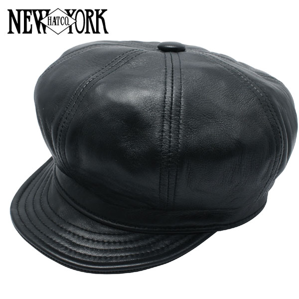 NEW YORK HAT Lambskin Spitfire BLACK ( ニューヨークハット ラムスキンレザー キャスケット 黒 メンズ レディース 帽子 #9207)