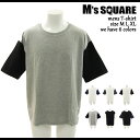 【メール便 送料無料】メンズTシャツ 半袖Tシャツ クルーネック メンズ無地Tシャツ 袖配色BIGtシャツ ビッグT ビック 綿100% ロング丈 ティーシャツ カットソー M L LL XL 夏物 夏服 mens 天竺「828-103」