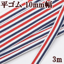 平ゴム 10mm幅 3m 《 ライン ゴム カラー トリコロール 1cm ゴムバンド お弁当 手帳