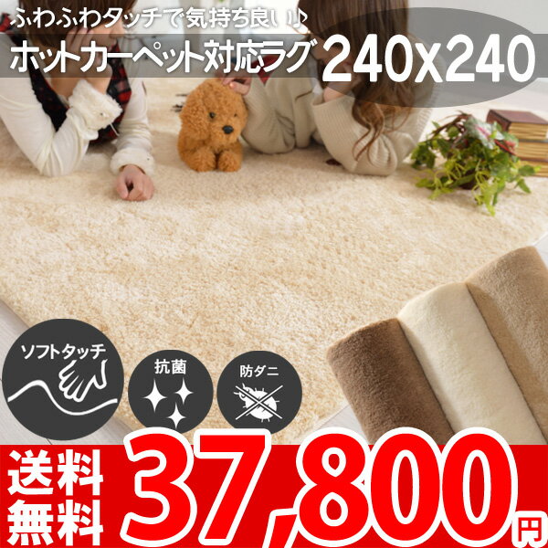 【楽天1位】【送料無料】●ソフトタッチ ムートン調 ラグ 240×240 ふわふわ ホット…...:auc-nakane:10045970