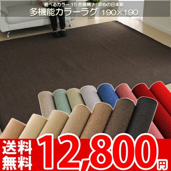 【レビューで5倍】【送料無料】■ 東リ 防ダニ・抗菌で赤ちゃんも安心！多機能15色カラーカーペット★撥水ラグ190×190cm●カラーバリエーション豊富●安心安全の日本製 カーペット ラグ【レビューで送料無料】【夏用】【サマーセール】【Aug08P3】