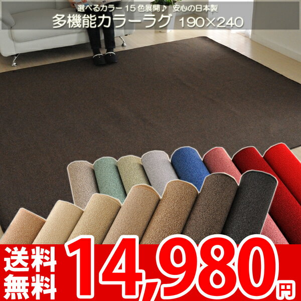 【レビューで5倍】【送料無料】■ 東リ 防ダニ・抗菌で赤ちゃんも安心！多機能15色カラーカーペット★撥水ラグ190×240cm●カラーバリエーション豊富●安心安全の日本製 カーペット ラグ【レビューで送料無料】【夏用】【サマーセール】【Aug08P3】