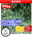 チモシー 【牧草】【送料無料ポッキリ2500円】アメリカ産 3番刈り/三番刈り ソフト 1kg x3袋 モルモット 餌/エサ フード 【チモシー】【ウサギ エサ】【RCP】【格安/送料無料】【うさぎ 用品】