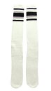 SkaterSocks ロングソックス 靴下 男女兼用 ハイソックス スケート スケボー チューブソックス Over the knee White tube socks with Black-Grey stripes style 4(30Inch/30インチ)SKATE SK8 HARD CORE PUNK ハードコア パンク HIPHOP ヒップホップ レゲエ スノボー