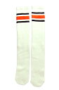 SkaterSocks ロングソックス 靴下 男女兼用 ソックス スケート スケボー チューブソックス Knee high White tube socks with Black-Orange stripes style 3(25Inch/25インチ)SK8 HARD CORE PUNK ハードコア パンク HIPHOP ヒップホップ SURF サーフ レゲエ スノボー