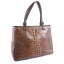 【CAIMAN CROCODILE】カイマンクロコダイル 茶 レディース トートバッグ【中古】A-ランク