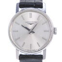 【スーパーセール★10-50%OFF対象商品】【LONGINES】ロンジン cal.460 ステンレススチール×レザー ブラック 手巻き レディース シルバー文字盤 腕時計【中古】