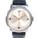 【スーパーセール★10-50%OFF対象商品】【LONGINES】ロンジン cal.14.16 ステンレススチール×レザー ブラック 手巻き レディース シルバー文字盤 腕時計【中古】