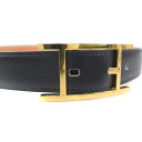 【HERMES】エルメス アピ 65cm ボックスカーフ ブラック □A刻印 レディース ベルト【中古】SAランク