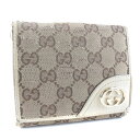 【GUCCI】グッチ 181594 GGキャンバス 茶 レディース 二つ折り財布【中古】B-ランク
