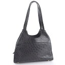 【店内10-30%OFF★緊急SALE開催中!!】【ostrich】オーストリッチ レザー 黒 レディース ショルダーバッグ【中古】