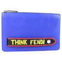 【FENDI】フェンディ THINK FENDI ボキャブラリー ポシェット 7VA350 AO1N カーフ ブルー レディース クラッチバッグ【中古】Aランク