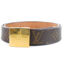 【9/25限定カードエントリーでP11倍確定】【LOUIS VUITTON】ルイ・ヴィトン サンチュールキャレ75 モノグラムキャンバス ブラウン ユニセックス ベルト【中古】