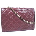 【店内10-30%OFF★緊急SALE開催中!!】【CHANEL】シャネル チェーンショルダー マトラッセ×ラムスキン ボルドー 赤 レディース ショルダーバッグ【中古】