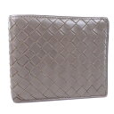 【BOTTEGAVENETA】ボッテガヴェネタ 札入れ イントレチャート カーフ グレー メンズ 二つ折り財布【中古】