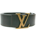 【LOUIS VUITTON】ルイ・ヴィトン サンチュール イニシアル M6092 レザー 茶 95/38 メンズ ベルト【中古】