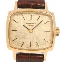 【スーパーセール★10-50%OFF対象商品】【LONGINES】ロンジン cal.817 4261 ステンレススチール×レザー ゴールド 手巻き レディース ゴールド文字盤 腕時計【中古】