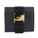 【5/21(土)0:00〜●最大10%OFFクーポン対象商品】 【Salvatore Ferragamo】サルヴァトーレフェラガモ ヴェラ カーフ 黒 レディース 二つ折り財布【中古】Aランク
