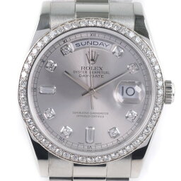 ロレックス ROLEX <strong>デイデイト</strong> 腕時計 P番 <strong>118346A</strong> Ptプラチナ スイス製 2000年 自動巻き アナログ表示 シルバー文字盤 Day date メンズ【中古】Aランク