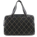 【5/21(土)0:00〜●最大10%OFFクーポン対象商品】 【CHANEL】シャネル ワイルドステッチ ボストン カーフ 黒 レディース ボストンバッグ【中古】