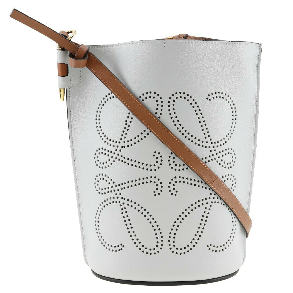 【スーパーセール10%OFF対象】ロエベ LOEWE アナグラム ショルダーバッグ パンチング カーフ スペイン製 白 斜め掛け A5 オープン anagram レディース【中古】Aランク