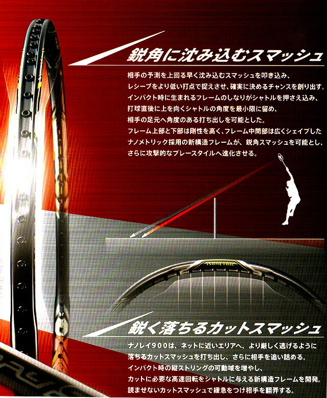【楽天市場】ヨネックス：YONEX ナノレイ 900：NANORAY 900 NR900 バドミントンラケット：オレンジスポーツ楽天市場店
