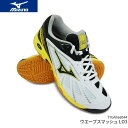 ミズノ:mizuno ウエーブスマッシュ LO3WAVE SMASH LO3 71GA166044 ホワイト×ブラック×イエロー バドミントンシューズ 3Eワイド