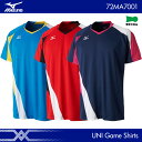 ミズノ:MIZUNO ゲームシャツ 72MA7001 UNISEX:男女兼用 ゲームウェア ユニフォーム バドミントン・テニスウェア 日本バドミントン協会審査合格品サイズ:XS,S,M,L,XL 2017年春夏モデル