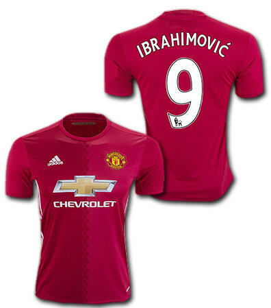 マンチェスターユナイテッド　16/17　ホーム（赤）　# 9 IBRAHIMOVIC'　イブラヒモビッチ　アディダス製　【マーキング対応】