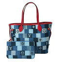ルイ・ヴィトン LOUIS VUITTON ネバーフルMM ブルー×レッド レディース トートバッグ【中古】