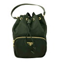 プラダ PRADA 巾着ショルダーバッグ ブラック ゴールド金具 レディース ショルダーバッグ【中古】