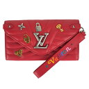 ルイ・ヴィトン LOUIS VUITTON ポルトフォイユ・ロン ニューウェーブ M63964 レッド レディース 長財布【中古】
