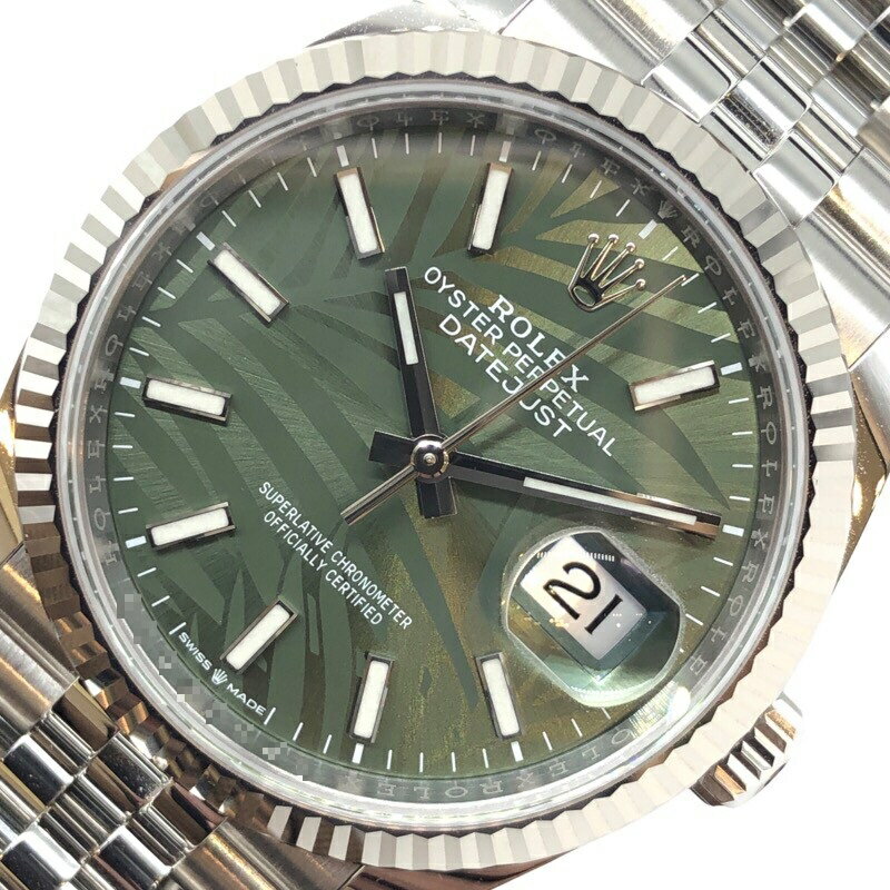 ロレックス ROLEX <strong>デイトジャスト</strong> 36　<strong>パーム</strong>モチーフ 126234 ランダム番 オリーブグリーン ステンレススチール、ホワイトゴールド 自動巻き メンズ 腕時計【中古】