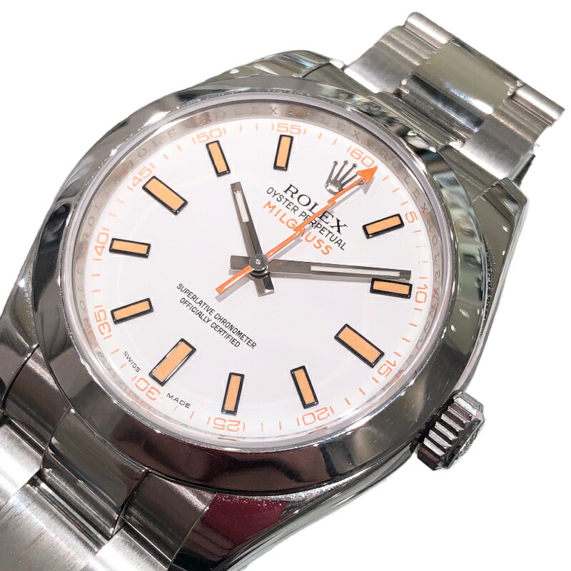 <strong>ロレックス</strong> ROLEX <strong>ミルガウス</strong> V番 <strong>116400</strong> <strong>ホワイト</strong> SS メンズ 腕時計【中古】