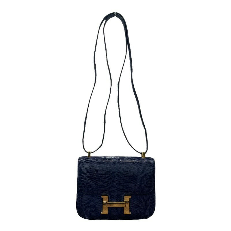 エルメス HERMES マイクロコンスタンスミニミニ 〇V刻 ブルーサフィール　GD金具 リザード ユニセックス ショルダーバッグ【中古】