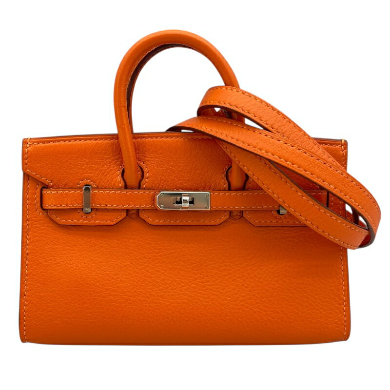 【★最大40,000円OFFクーポン配布中！9/26まで】エルメス HERMES タイニーバーキン □O刻印 オレンジ シルバー金具 エヴァ—カラー レディース ショルダーバッグ【中古】