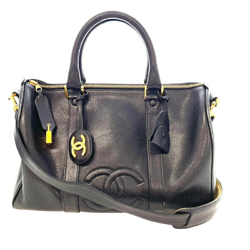 【★最大40,000円OFFクーポン配布中！9/26まで】シャネル CHANEL ココマークボストンバッグ 4番台 ブラック レディース ボストンバッグ【中古】