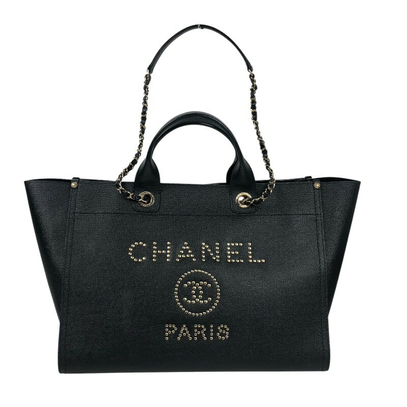 シャネル CHANEL ドーヴィル ラージ A66941 29番台 ブラック シルバー金具 キャビアスキン レディース トートバッグ【中古】