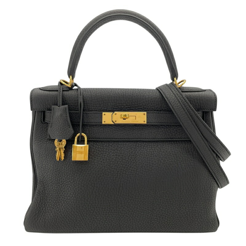 【★最大40,000円OFFクーポン配布中！9/26まで】エルメス HERMES ケリー28 内縫い T刻印 ブラック ゴールド金具 トリヨン レディース ハンドバッグ【中古】