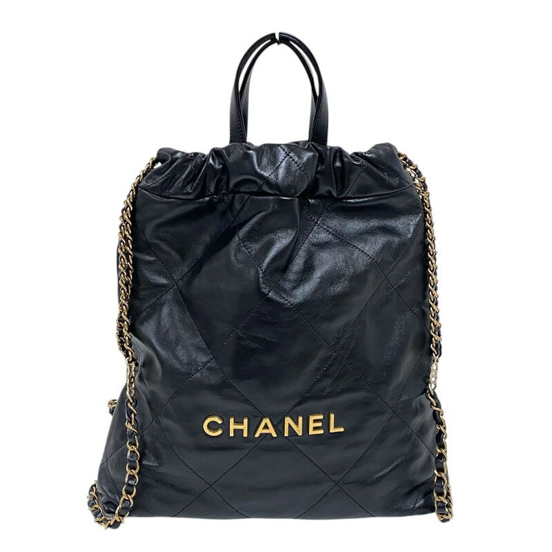 【★最大40,000円OFFクーポン配布中！9/26まで】シャネル CHANEL CHANEL22 バックパック AS3859 ブラック ゴールド金具 シャイニーカーフ レディース リュック デイパック【中古】